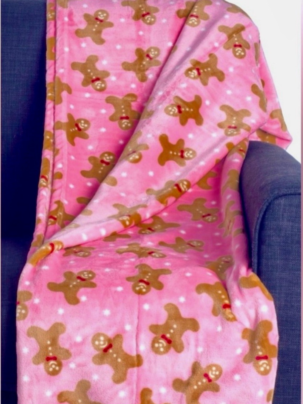 Cupcakes and Cashmere pink Gingerbread Fleece Christmas Holiday Blanket Throw